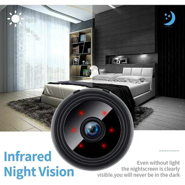 Discreet mini wireless magnetic camera for hidden security, offering live audio/video feed.