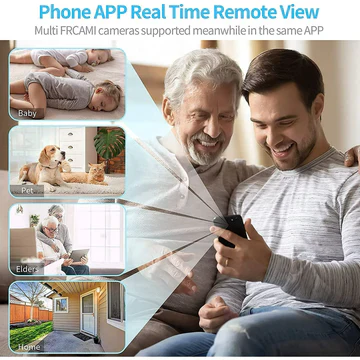 Compact wireless magnetic security camera provides HD live video & audio feed for home protection.
