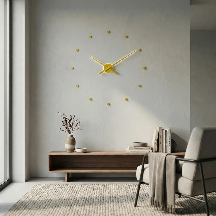 Elegant minimalist wall clock, silent operation, sleek matte finish for modern home or office decor.