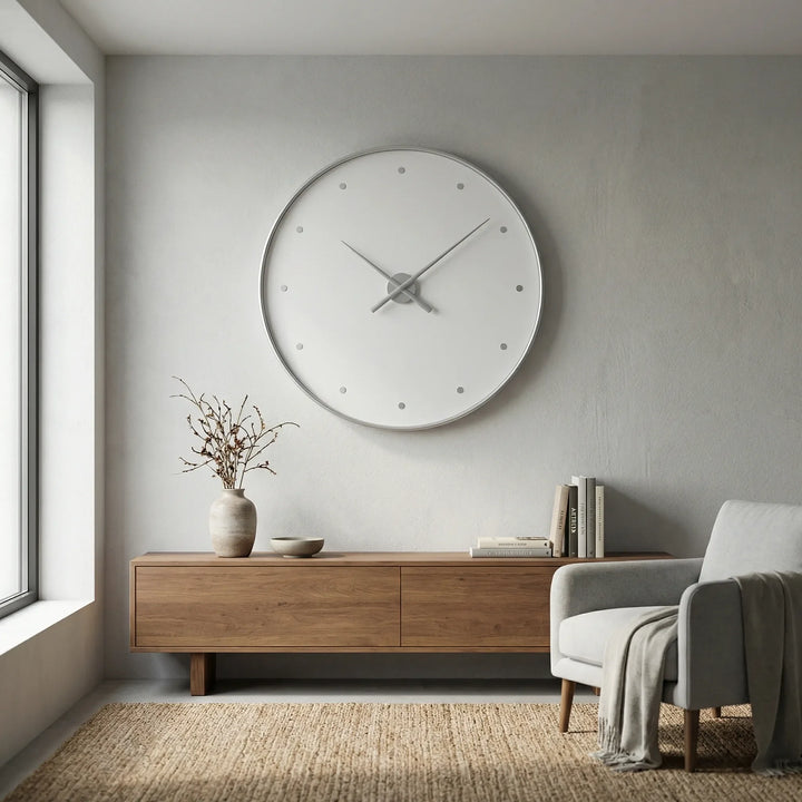 Stylish contemporary wall clock, large and minimalist, a perfect home accent for modern living spaces.