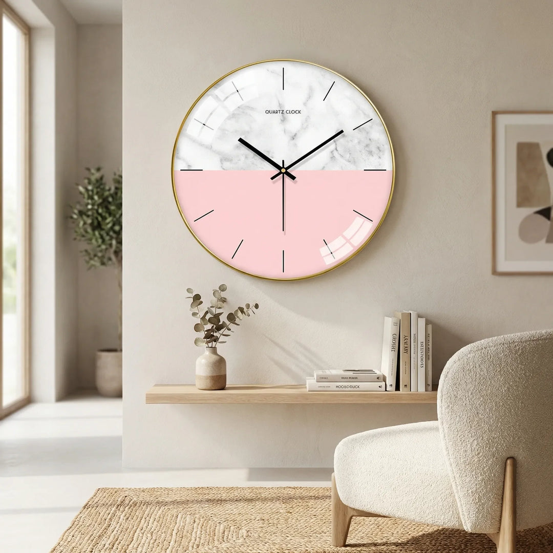 Minimalist round wall clock for modern home decor. Sleek, silent design ideal for living room or office.