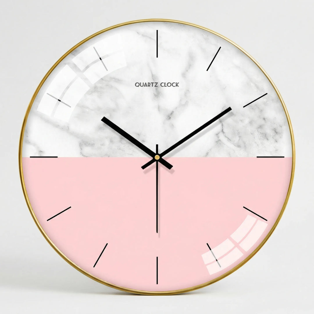 Silent round minimalist wall clock, perfect for bedroom or peaceful office decor. Modern design.