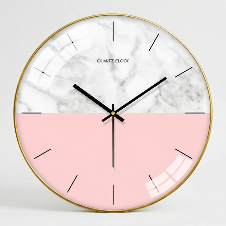 Silent round minimalist wall clock, perfect for bedroom or peaceful office decor. Modern design.