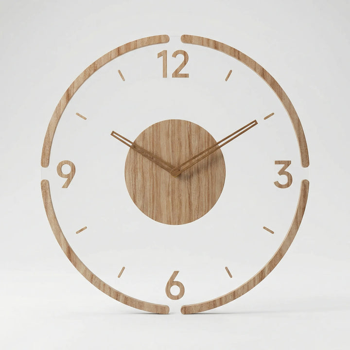 Elegant round wall clock, minimalist black frame, modern home decor accent for any room.