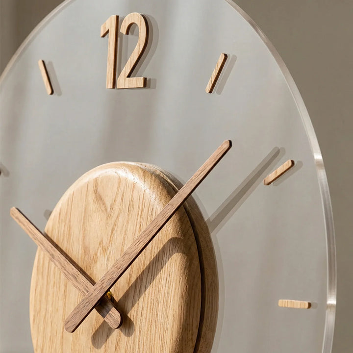 White minimalist round wall clock, silent operation, ideal for Scandinavian interior design.
