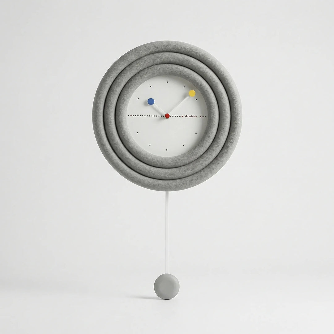 Serene minimalist blue wall clock with pendulum, ideal for bedroom or contemporary home decor accent.