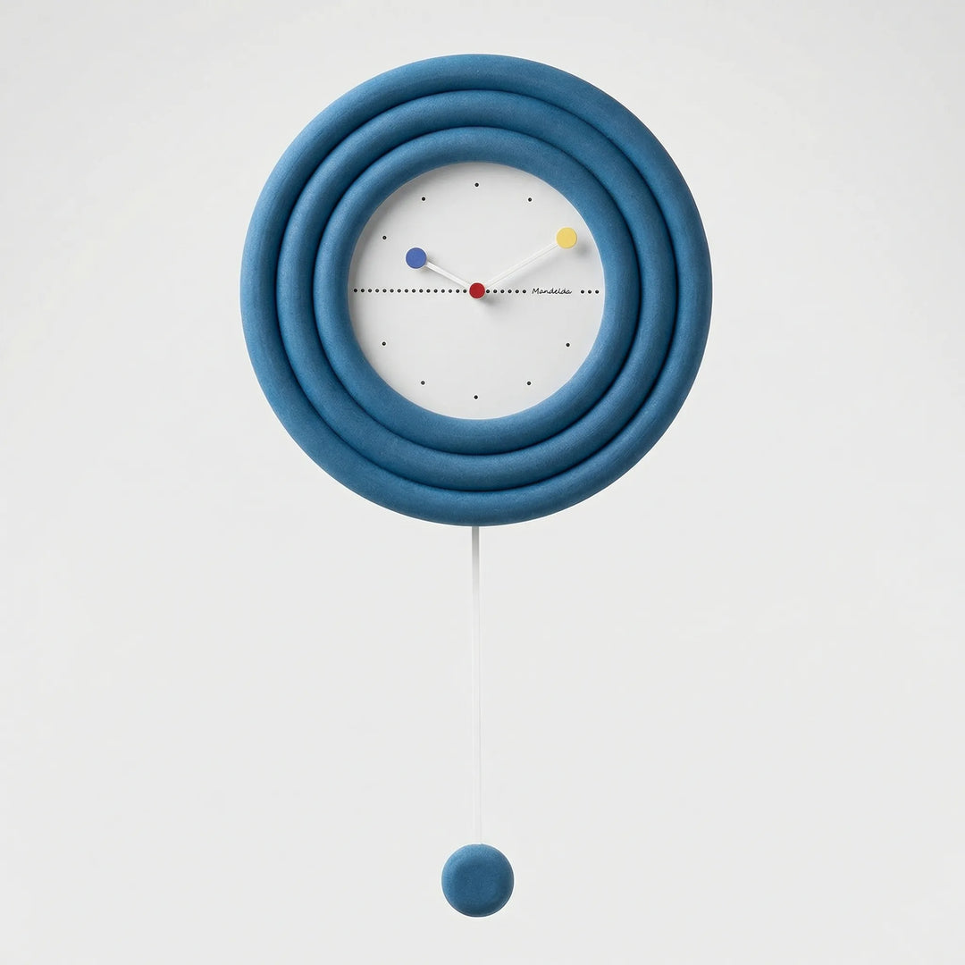 Elegant gray minimalist wall clock with silent pendulum. Round design, perfect contemporary home decor accent.