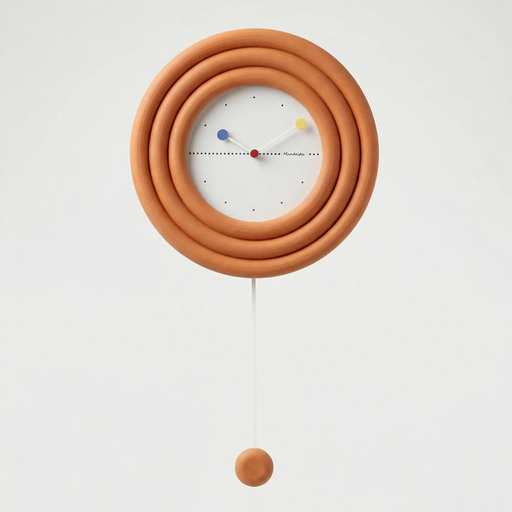 Silent minimalist round pendulum wall clock. Modern and contemporary decor piece for a serene home.