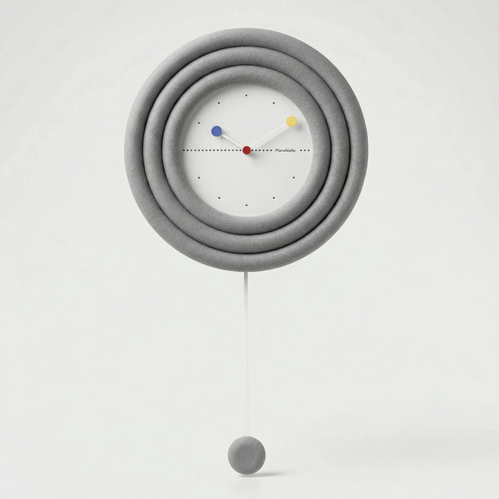 Stylish minimalist wall clock with a pendulum, round design for modern home decor in living room or bedroom.