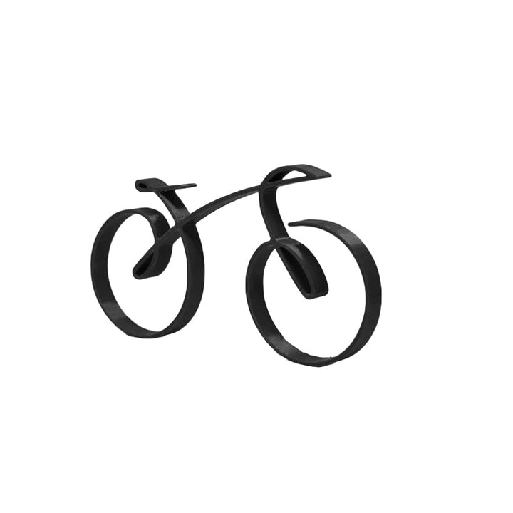 Artistic shot of minimalist bicycle sculpture with soft lighting, elegant metal art for any room