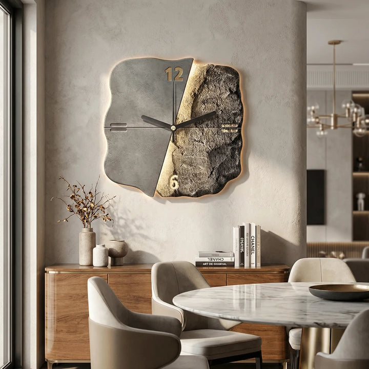 Contemporary 3D relief wall clock, a stunning piece of modern wall art adding depth to decor.