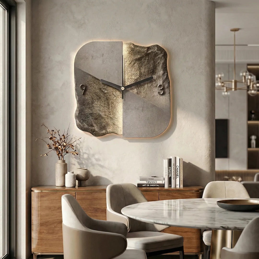 Unique modern wall clock with 3D relief design, a silent sculptural decor statement for your home.
