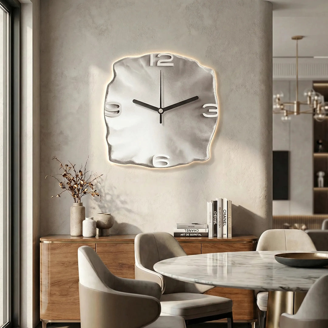 Stylish 3D relief wall clock, silent and modern, enhancing bedroom, living room, or office decor.