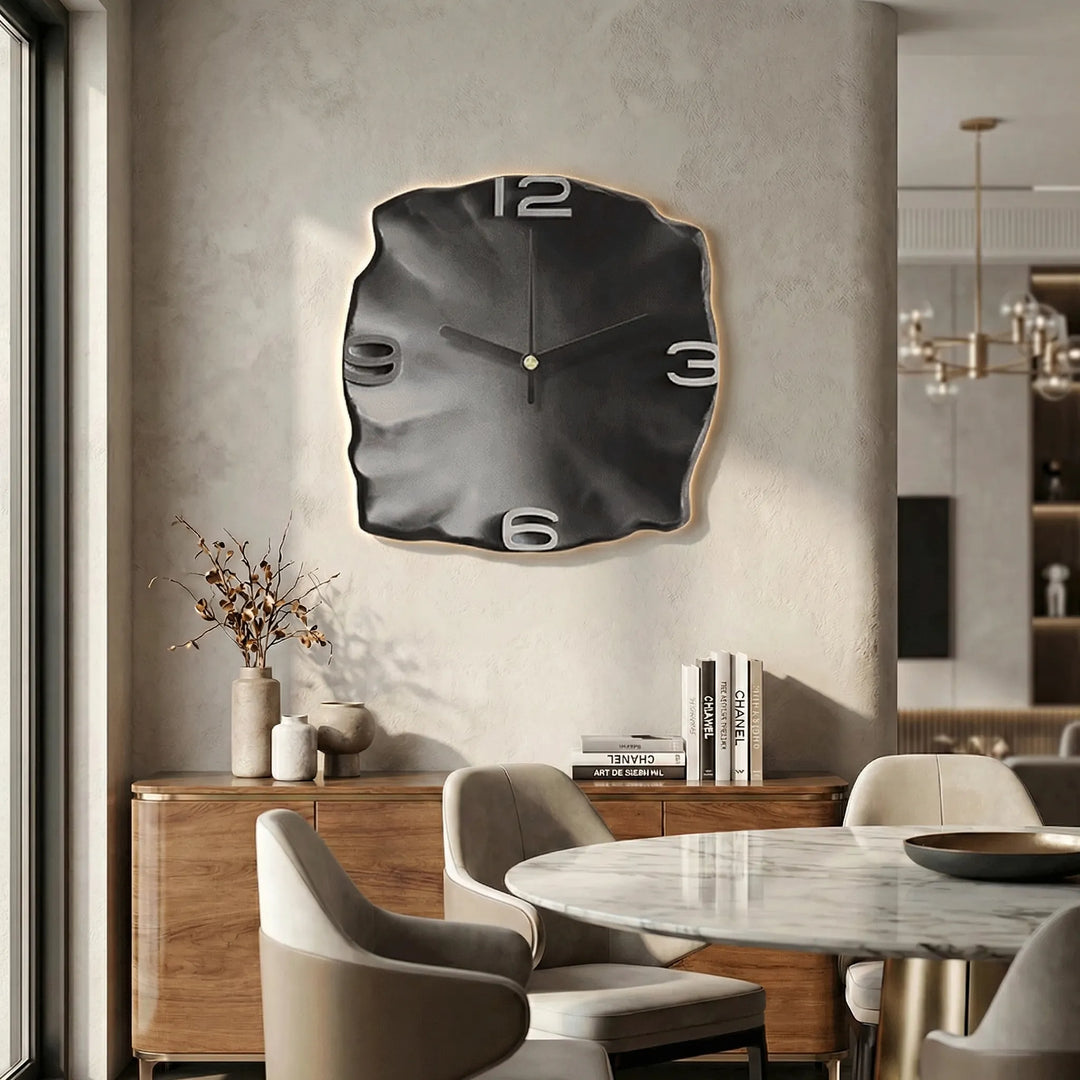 Artistic 3D relief wall clock with a modern design, featuring silent quartz movement for serene home ambiance.