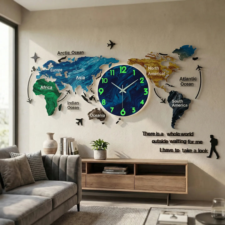 Unique modern oversized 3D wall clock. Contemporary statement piece for any home decor style.