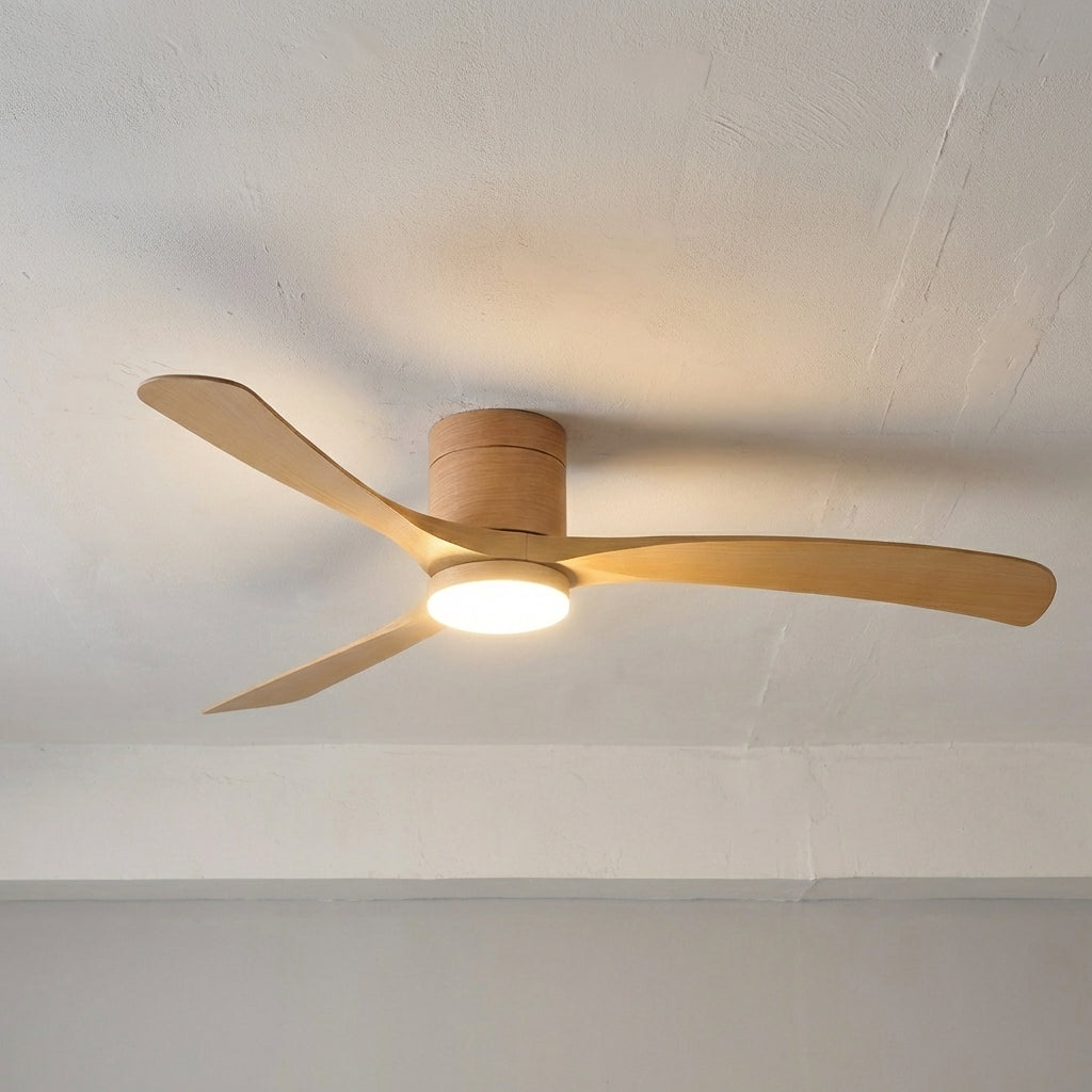 White modern ceiling fan with integrated LED light and quiet motor for optimal air circulation.