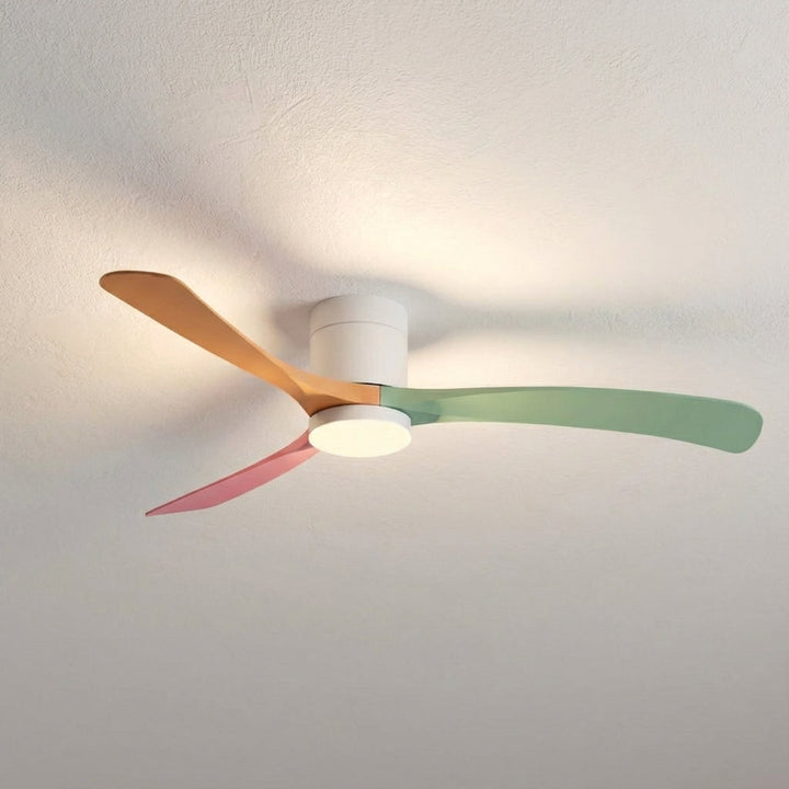 Energy-efficient modern ceiling fan with LED light and remote. Ensures quiet cooling and bright home lighting.