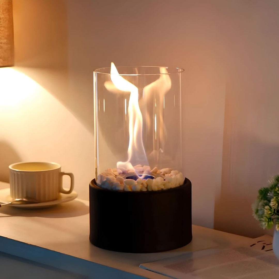 Decorative smoke-free tabletop fire, an ideal gift for creating a cozy, modern ambiance indoors or out.