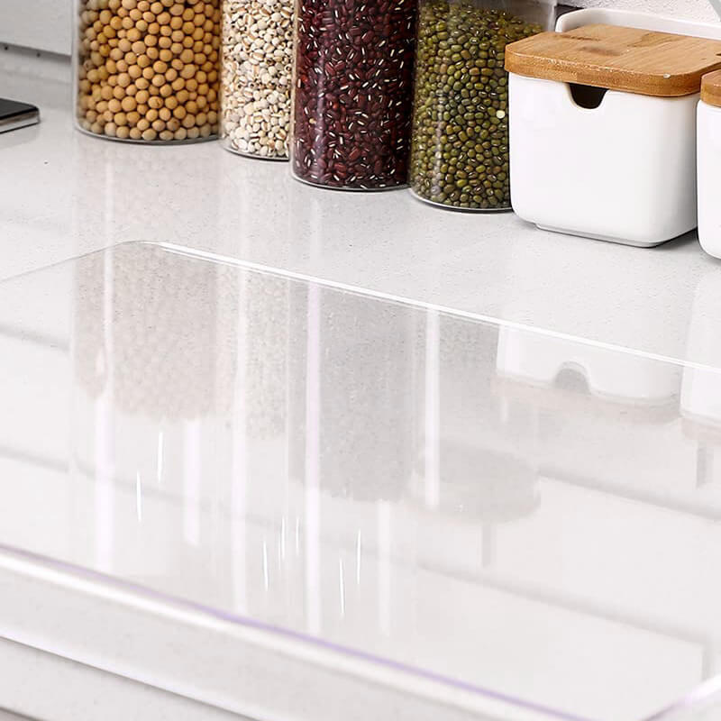 Premium GlassEdge clear acrylic non-slip cutting board, enhancing modern kitchen aesthetics & food safety.