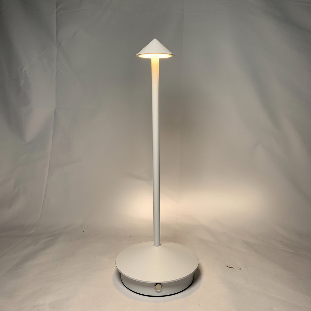 Portable rechargeable LED desk lamp, sleek cordless design for versatile lighting & modern decor.