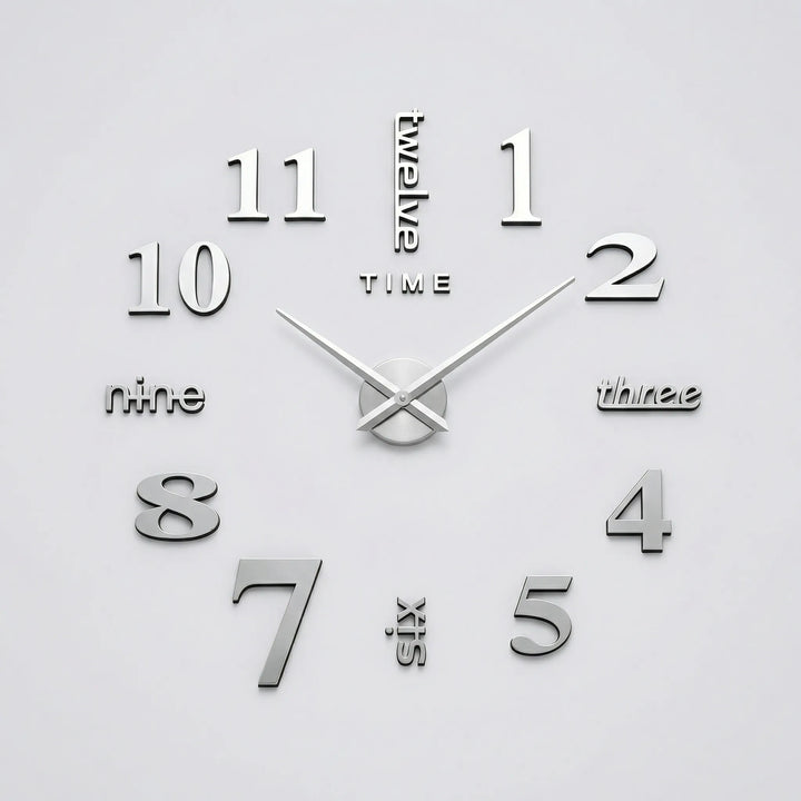 Large silent mirror wall clock, a stylish modern timepiece for a statement living room or home accent.
