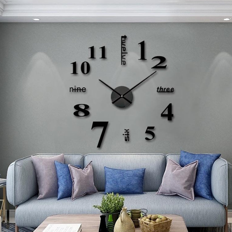 Elegant frameless wall art clock, self-adhesive design, suitable for offices and homes