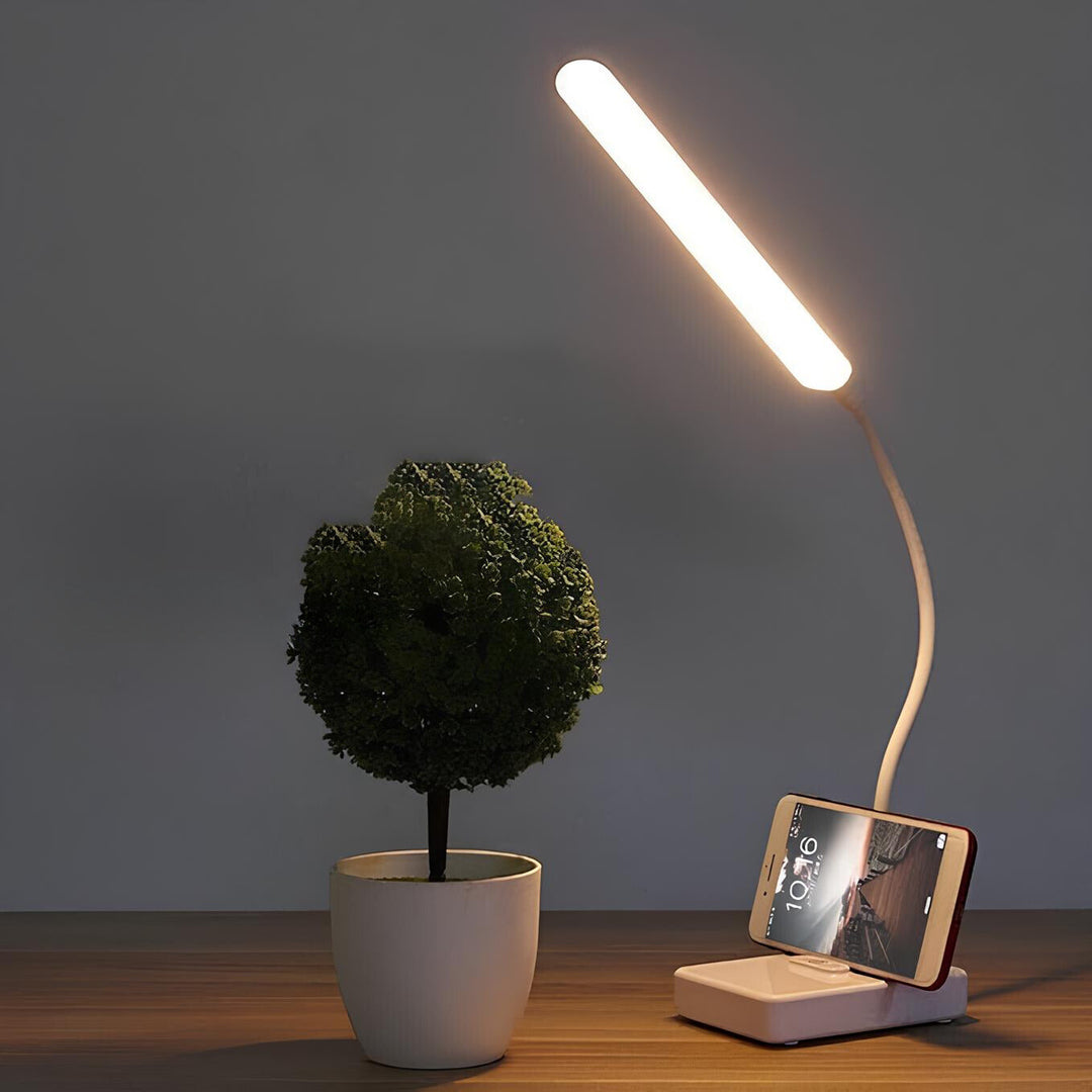 Modern flexible LED desk lamp for home or office. Perfect for task lighting, reading, and comfortable illumination.