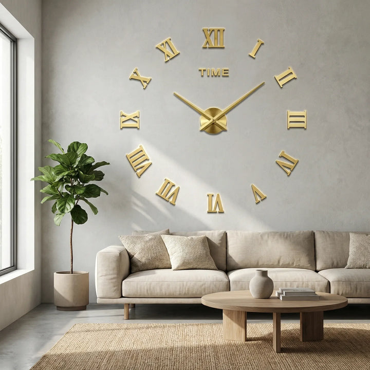 Elegant geometric wall clock, a silent and stylish addition to office decor.
