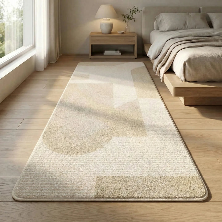 Statement modern area rug, a soft runner with a Flowique wave design and non-slip functionality.