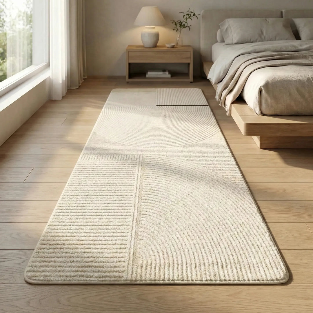 Modern minimalist runner rug for home decor, soft, non-slip, perfect as a hallway or bedroom area rug.
