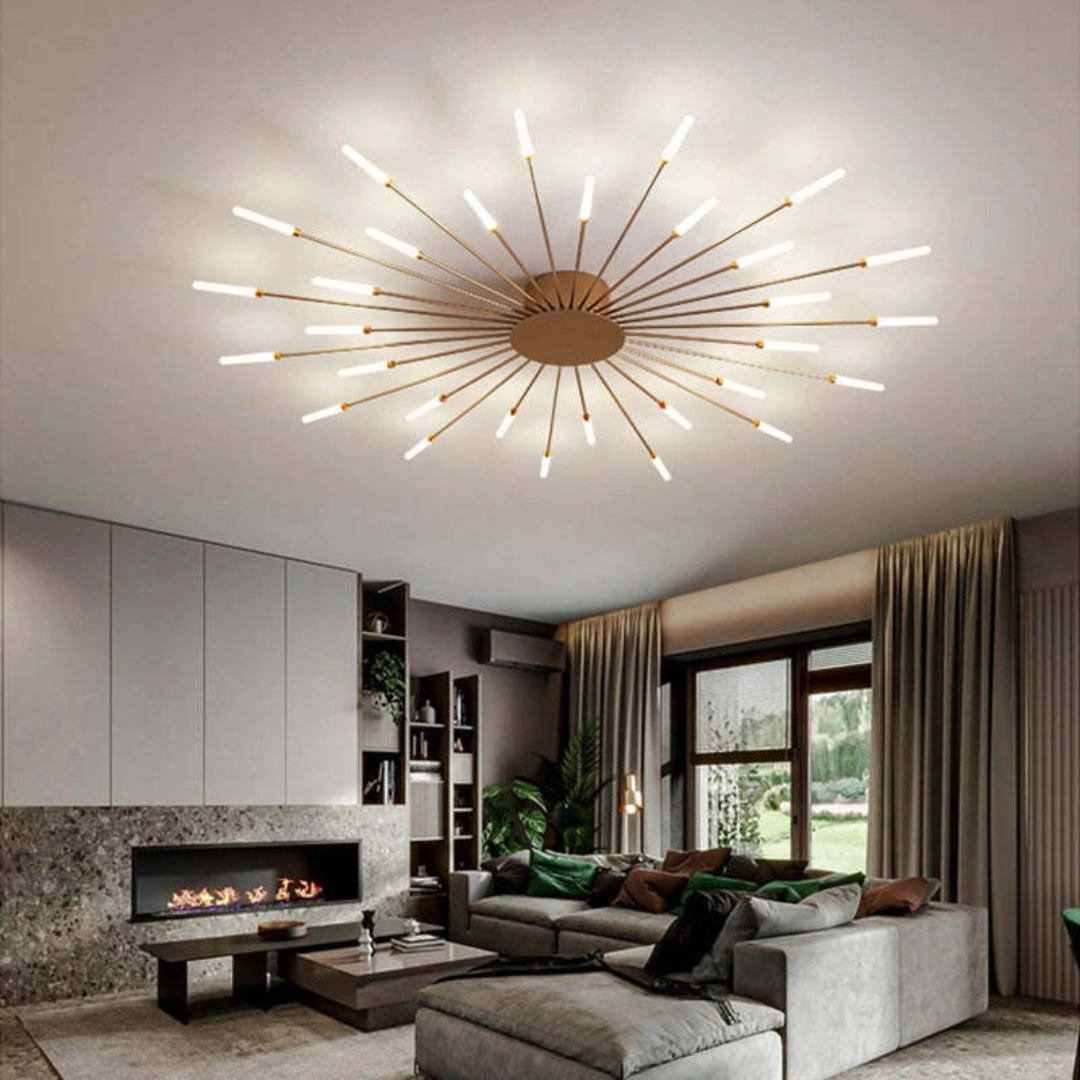 Modern LED ceiling fixture, dimmable and bright for large open plan areas.