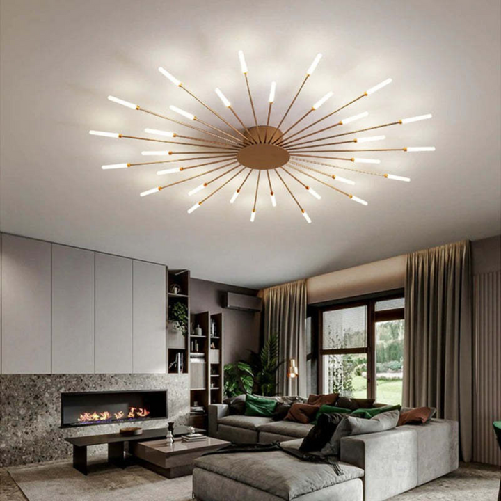 Modern LED ceiling fixture, dimmable and bright for large open plan areas.