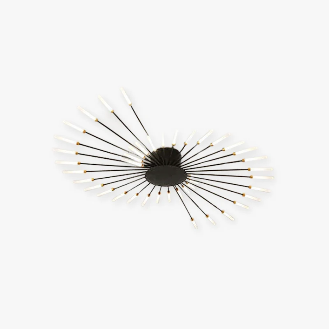 Black modern LED ceiling lamp, dimmable for versatile living and bedroom lighting.
