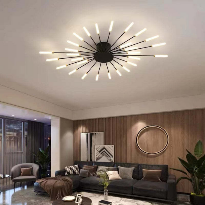 Bright LED ceiling light, modern and energy-saving, suitable for living rooms.