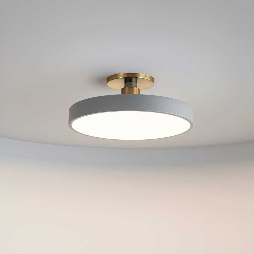Unisex modern LED semi-recessed ceiling light, Helligon, for cozy rooms, nurseries, and bedroom decor.