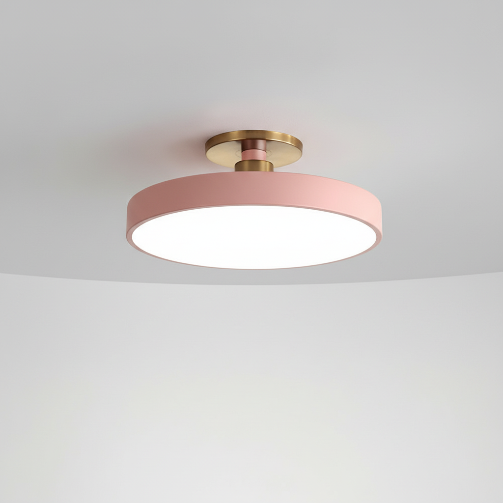 Sleek modern LED ceiling light, semi-recessed, Helligon, for contemporary home decor, adds cozy bedroom light.