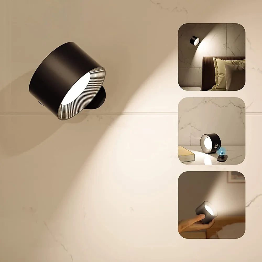Sleek LumoFlex wireless LED wall lamp, magnetic & rechargeable. Ideal for versatile modern lighting.