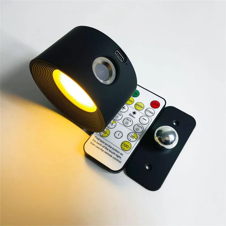 Modern LumoFlex rechargeable wall lamp, dimmable LED & wireless. Enhance any room's decor.