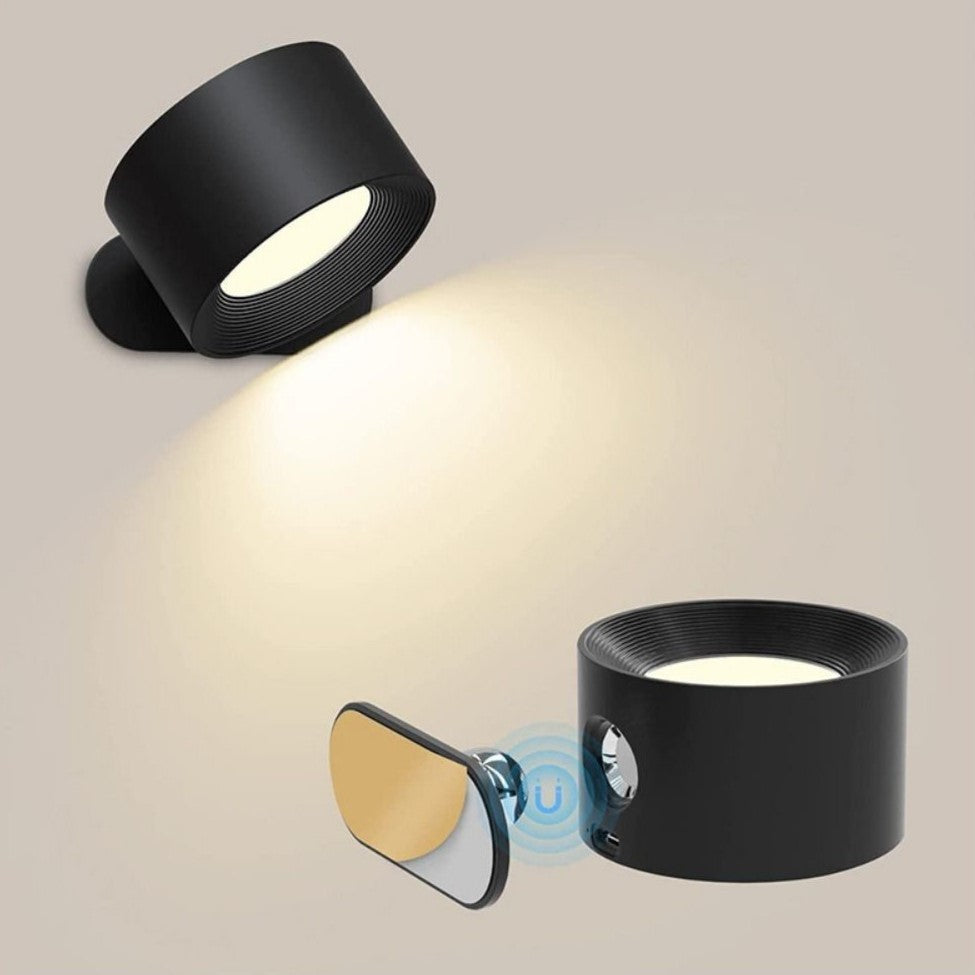 Dimmable wireless LED wall lamp, rechargeable for bedrooms & modern homes. LumoFlex versatile light.