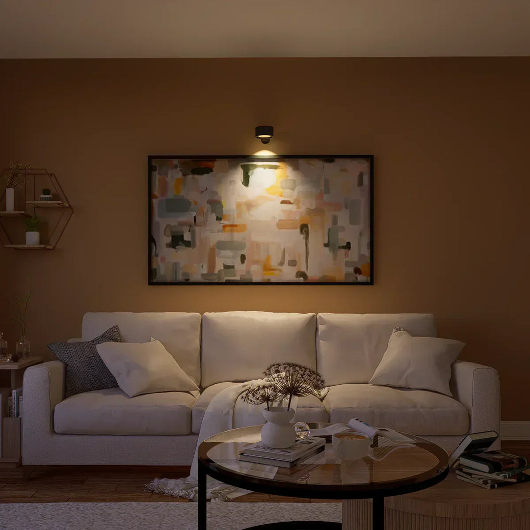 Magnetic wireless wall light, rechargeable LED lamp by LumoFlex for versatile modern homes.