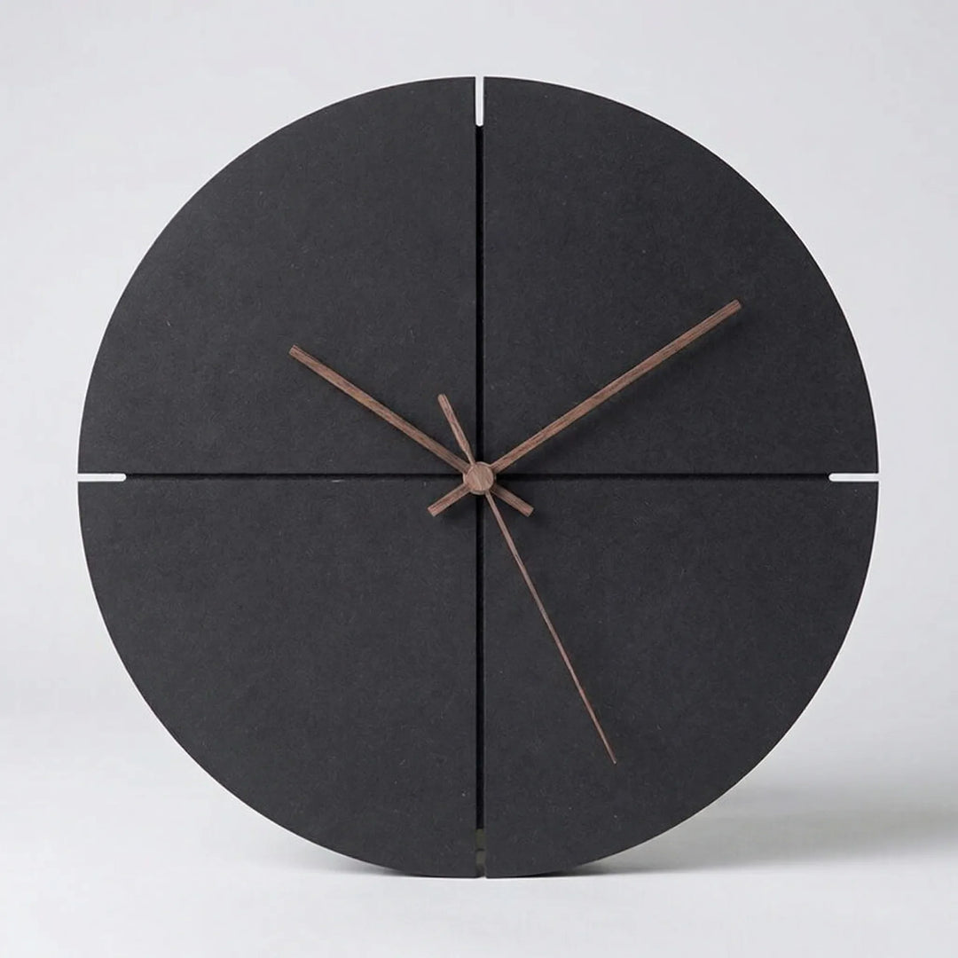 Silent, modern minimalist wall clock. Stylish black analog clock, ideal contemporary home accent.