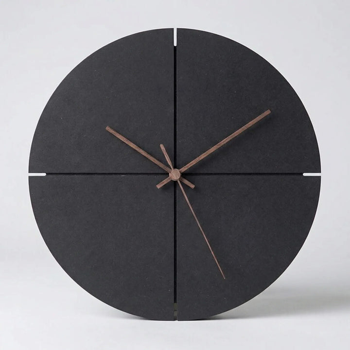 Silent, modern minimalist wall clock. Stylish black analog clock, ideal contemporary home accent.