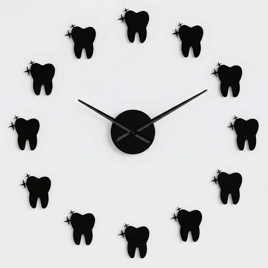 Stylish home decor wall clock. Modern mirror effect and silent operation with a unique dental design for any room.