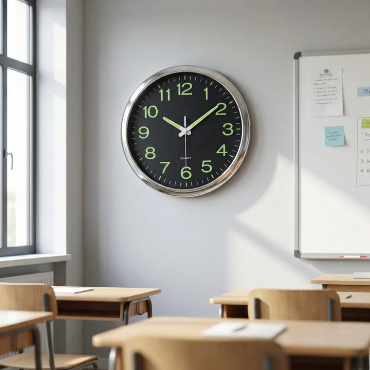 Modern quiet LED wall clock with a large, clear digital display for home or office decor.