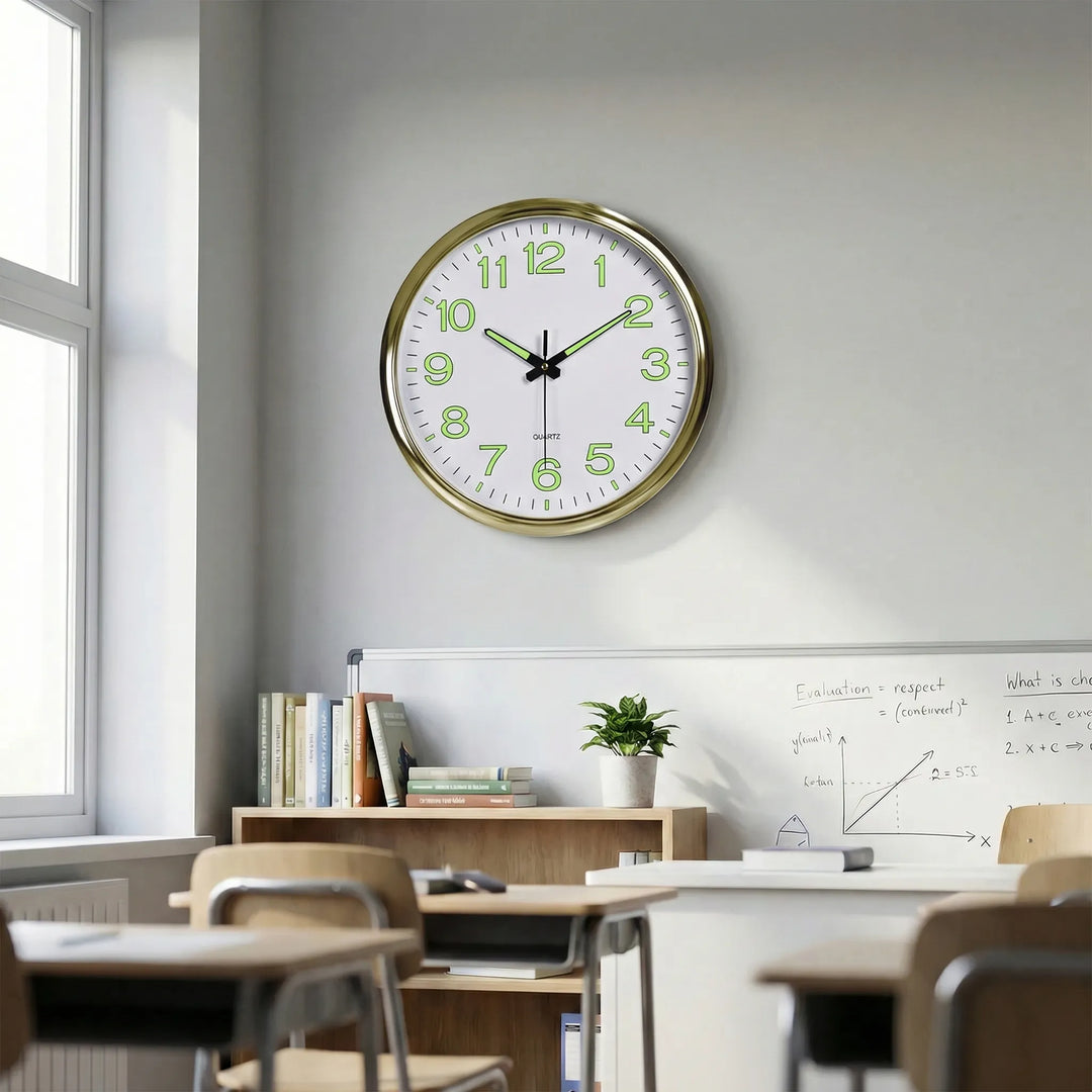 Large format quiet LED wall clock, ideal for any room, with an exceptionally clear digital interface.