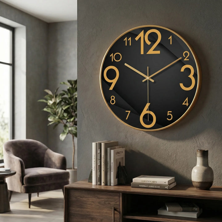 Modern round clock with integrated illumination, a perfect home decor accent.
