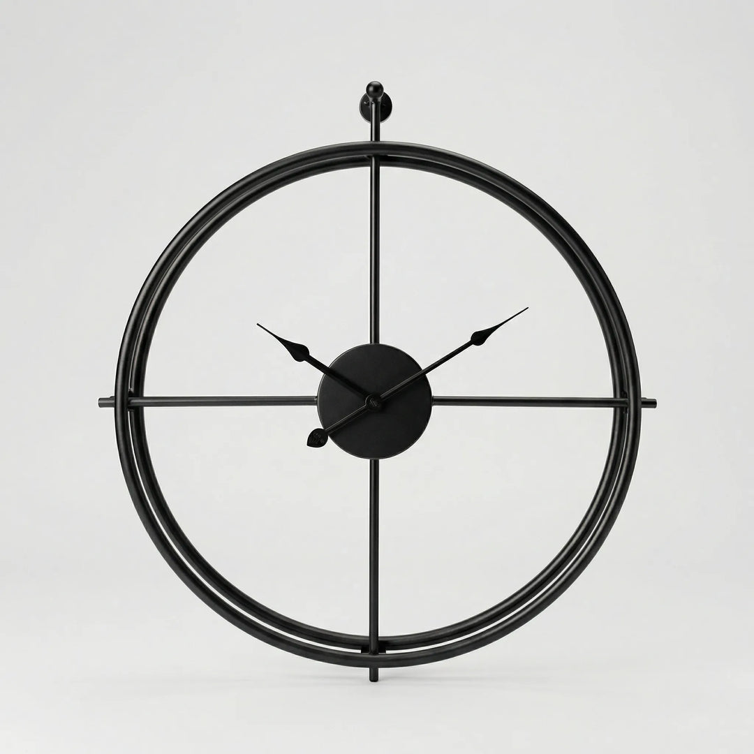 Modern round wall clock, a silent gold-framed timepiece enhancing any room's decor.