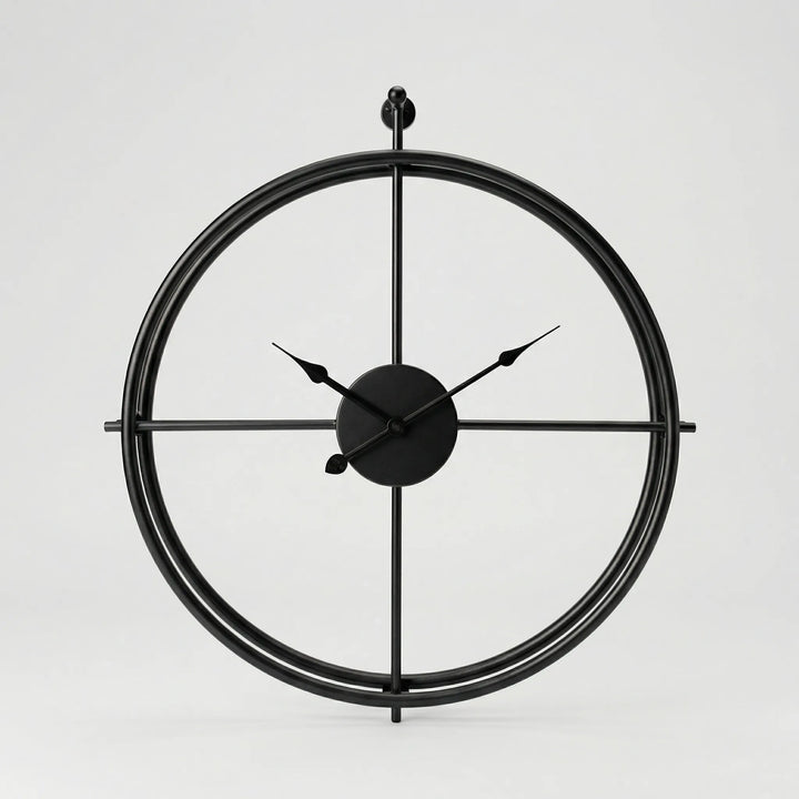 Modern round wall clock, a silent gold-framed timepiece enhancing any room's decor.