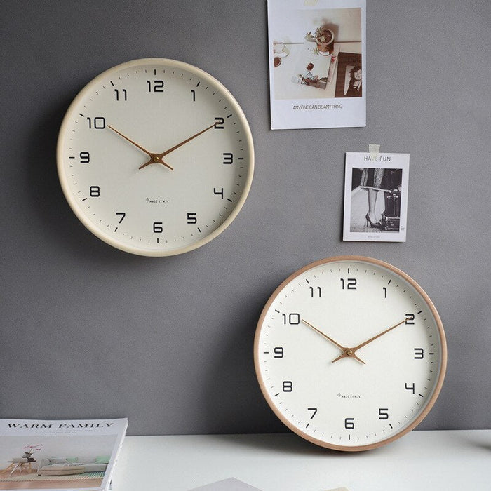 Modern solid wood wall clock, Nordic style, perfect silent decor for living room or office.