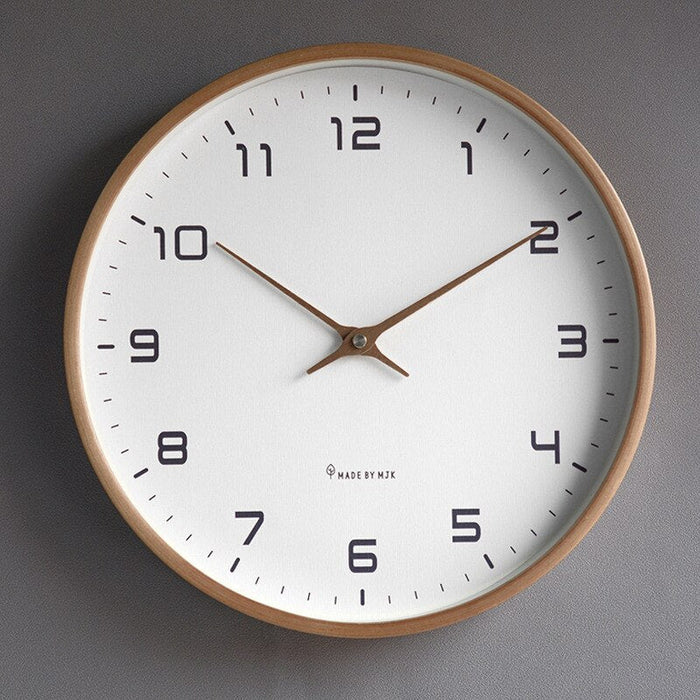 Nordic style wooden clock, modern silent wall decor for office or contemporary living spaces.